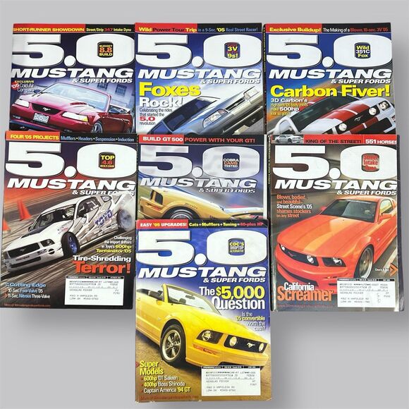 VTG 5.0 Mustang & Super Fords Magazine 2005 Lot of 7 Ford Muscle Car Fox Racing - Picture 1 of 16